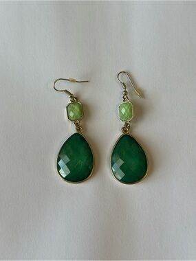 Green Teardrop Dangle Earrings - Women Jewelry